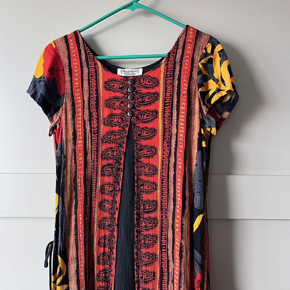 Collections by Xina Ann Dress Womens Medium Maxi Floral Boho Pockets Layered - Picture 4 of 10